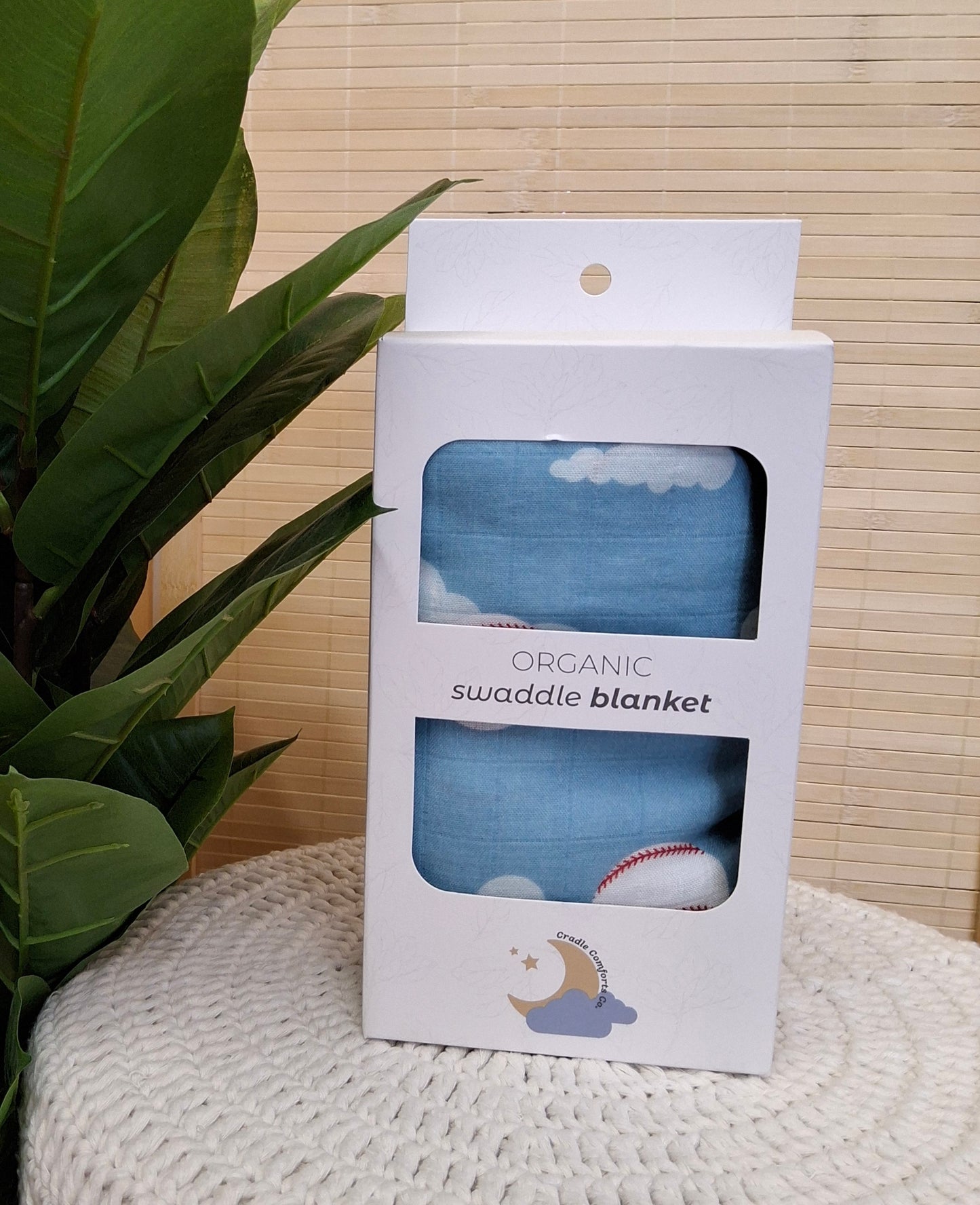 On Cloud Nine Baseball Organic Bamboo Cotton Gauze Swaddle Blanket
