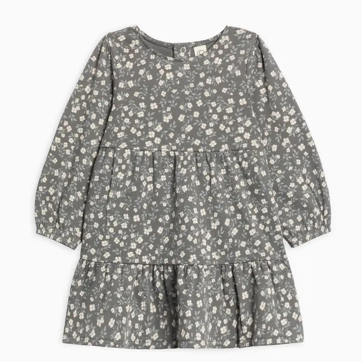 Floral Friends Tiered Organic Cotton Long Sleeve Dress