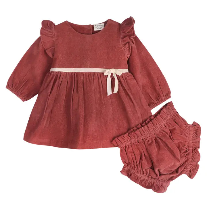Little Miss Velvet Organic Cotton Dress & Bloomer Set