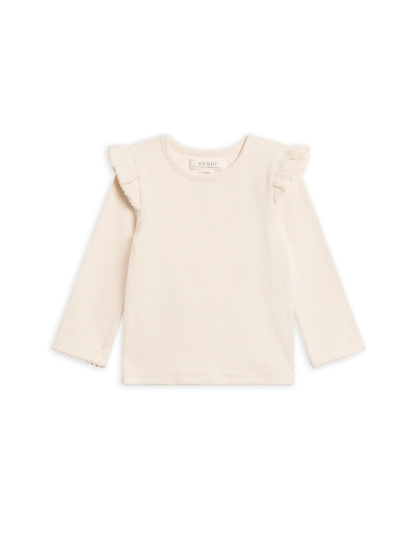 Little Miss Flutter Ribbed Long Sleeve Organic Cotton Ruffle Top