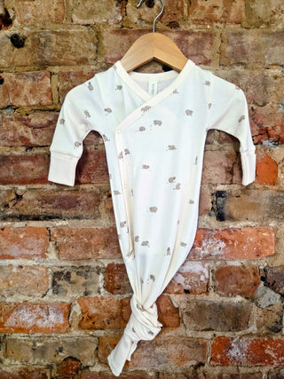 Organic Cotton Baby Kimono Gown – Bear Print | The Woodland Cub
