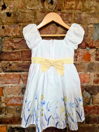 Organic Cotton Baby Dress – Embroidered Floral Hem | Springtime Blossom