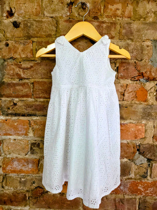 Organic Cotton Baby Girl Dress – White Eyelet Tie Shoulder | Farmhouse