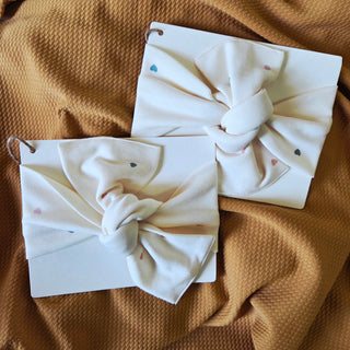 Organic Cotton Baby Bow Headband – Heart Print Adjustable Tie | Knot Without My Heart