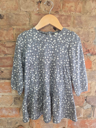 Floral Friends Tiered Organic Cotton Long Sleeve Dress