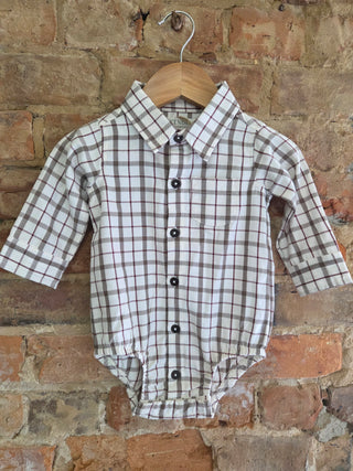 Organic Cotton Baby Bodysuit – Plaid & Poplin Collared | Sunday Best