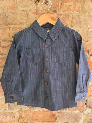 Boys Organic Cotton Chambray Long Sleeve Button-Up Shirt