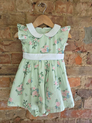Organic Cotton Baby Dress & Bloomer Set – Floral Print | Little Garden Twirl