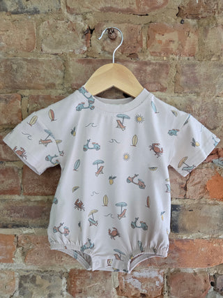 Organic Cotton Baby Bubble Romper – Summer Vibes Beach Print | Ocean Breeze Baby
