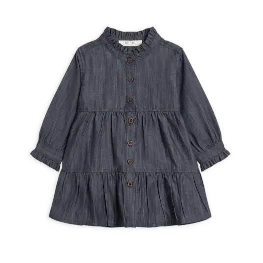 Denim Darling Organic Cotton Chambray Tiered Dress