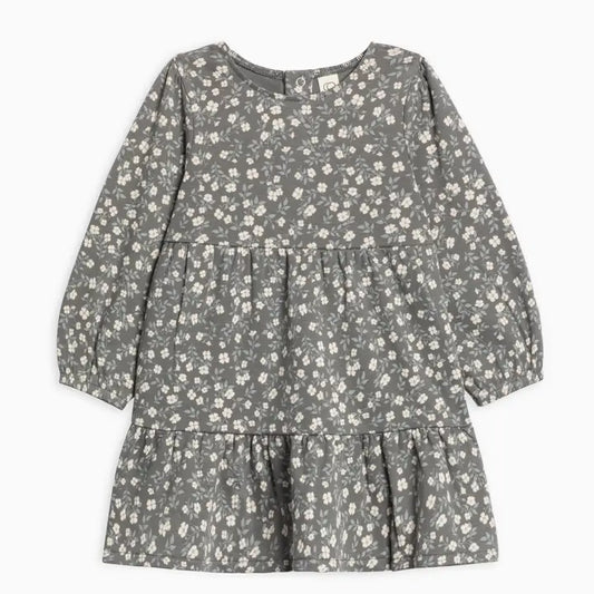 Floral Friends Tiered Organic Cotton Long Sleeve Dress