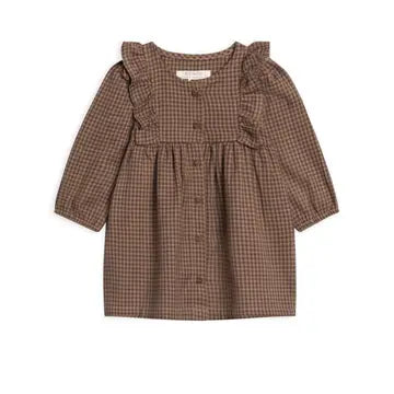 Little Lady Harvest Organic Cotton Gingham & Ruffle Dress