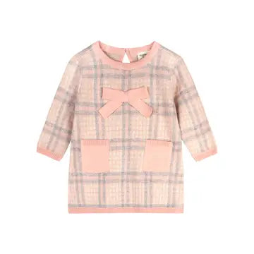 Pocketful of Pink Plaid Organic Sweater Knit Dress