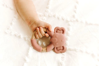 Elephant Silicone & Beechwood Teether Ring