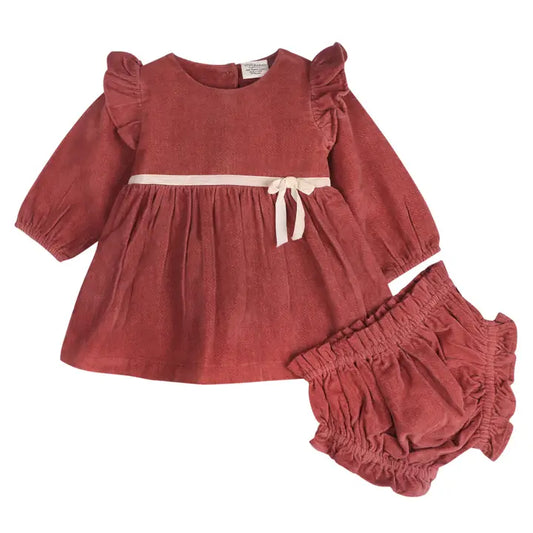 Little Miss Velvet Organic Cotton Dress & Bloomer Set