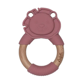 Lion Silicone & Beechwood Teether Ring