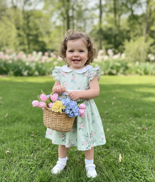 Organic Cotton Baby Dress & Bloomer Set – Floral Print | Little Garden Twirl