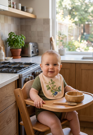 Organic Cotton Baby Bib – Vintage Blueberry Print | Little Berry Darling