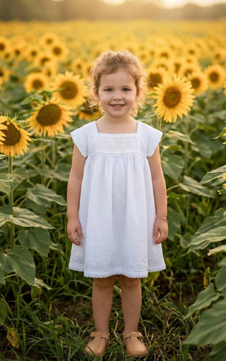 Organic Cotton Empire Waist Dress – Crochet Detail Seersucker Dress | Angelic Charm