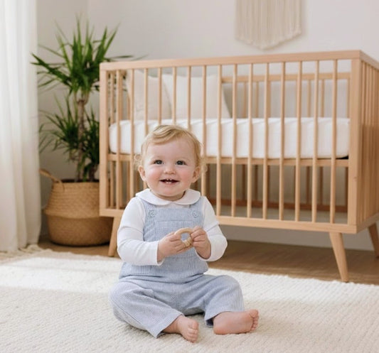 Buttons & Breeches Checkered Organic Cotton Seersucker Overall Set