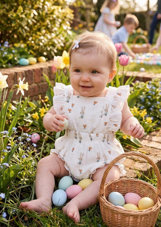 Cottontail Cutie Organic Cotton Ruffle Romper