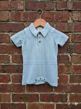 Little Havana Cable Knit Organic Cotton Romper
