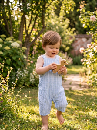 Organic Cotton Baby Overall – Seersucker Check | Buttons & Breeches