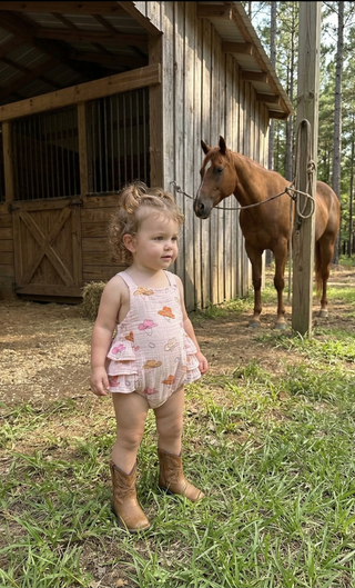 Organic Muslin Baby Sunsuit – Cowgirl Ruffle Snap Outfit | Little Cowgirl