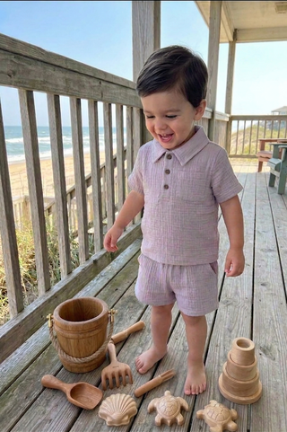 Organic Cotton Muslin Polo & Short Set – Classic Summer Set | Island Vibes
