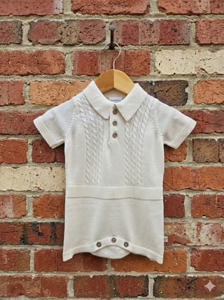 Little Havana Cable Knit Organic Cotton Romper