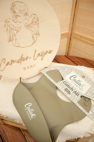 Silicone Baby Bib with Catch Pocket