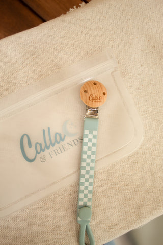 Baby Checkered Silicone Pacifier Clip & Teether Holder