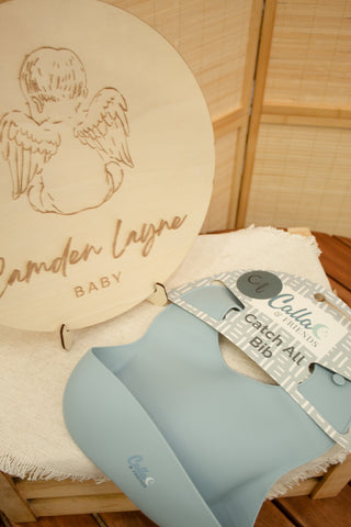 Silicone Baby Bib with Catch Pocket