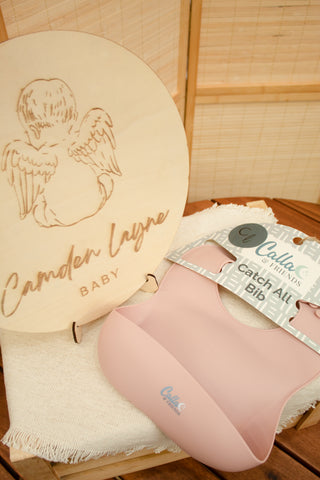 Silicone Baby Bib with Catch Pocket