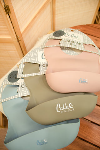 Silicone Baby Bib with Catch Pocket