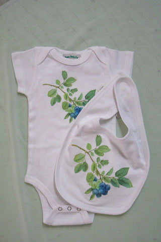 Organic Cotton Baby Bodysuit – Vintage Blueberry Print | Berry Sweet Snuggles