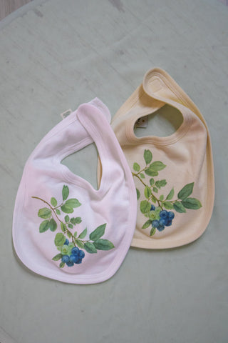 Organic Cotton Baby Bib – Vintage Blueberry Print | Little Berry Darling