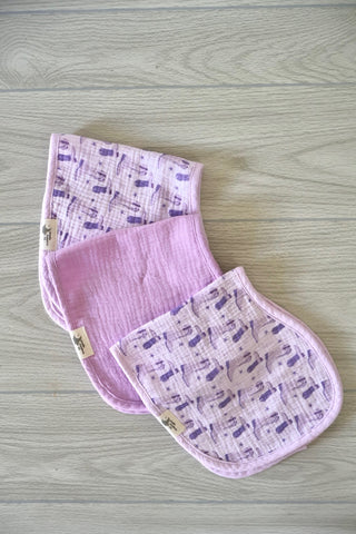 Organic Cotton Burp Cloth Set- Purple Cowgirl Print