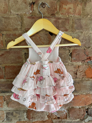 Organic Muslin Baby Sunsuit – Cowgirl Ruffle Snap Outfit | Little Cowgirl
