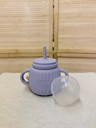 Spill-Proof Silicone Straw Training Cup with Lid | 7 oz