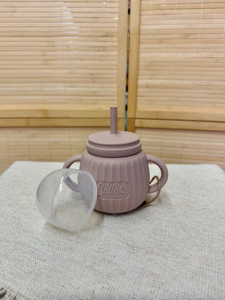 Spill-Proof Silicone Straw Training Cup with Lid | 7 oz