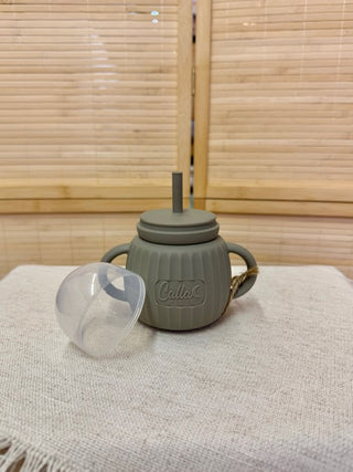 Spill-Proof Silicone Straw Training Cup with Lid | 7 oz