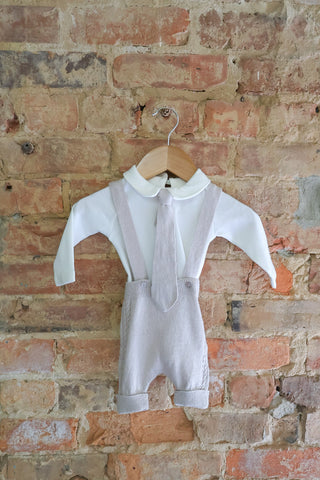 Boys Organic Cotton Knit Set with Tie