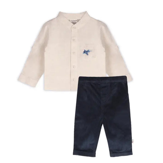 Airplane Mode Organic Muslin Button Down Shirt & Corduroy Pant Set