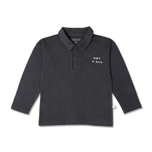Hey Y'all Organic Cotton Long Sleeve Polo