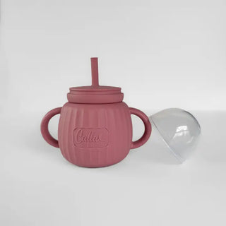 Spill-Proof Silicone Straw Training Cup with Lid | 7 oz
