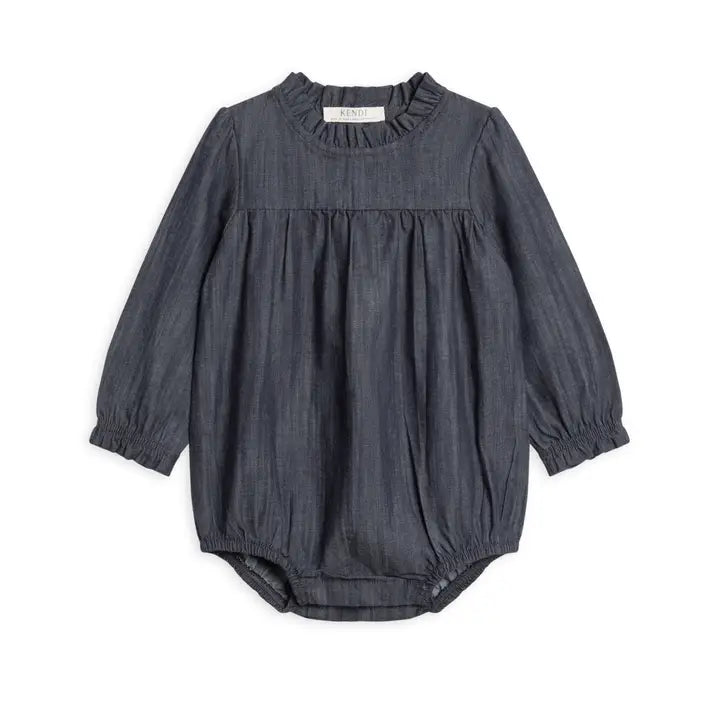 Blue Jean Baby Organic Cotton Chambray Ruffle Romper
