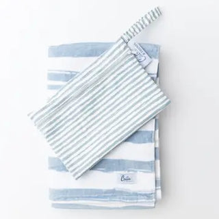 Kids Cotton Beach Towel & Wet Bag Set – Brush Stripe | Seaside Strolls