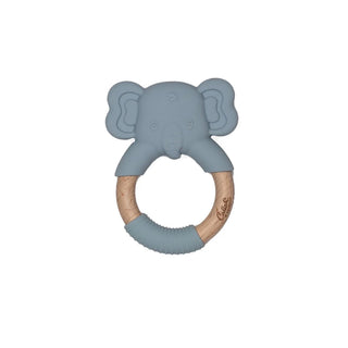 Elephant Silicone & Beechwood Teether Ring
