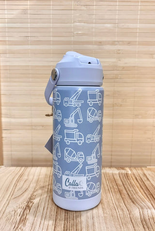 Kids Stainless Steel Tumbler with Silicone Spout – Construction Print | Little Builder